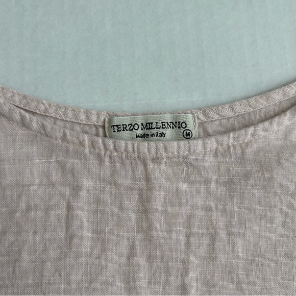 Terzo Millennio Women’s Pink‎ Short Sleeve Linen Crochet Lace Top Medium - Picture 7 of 10